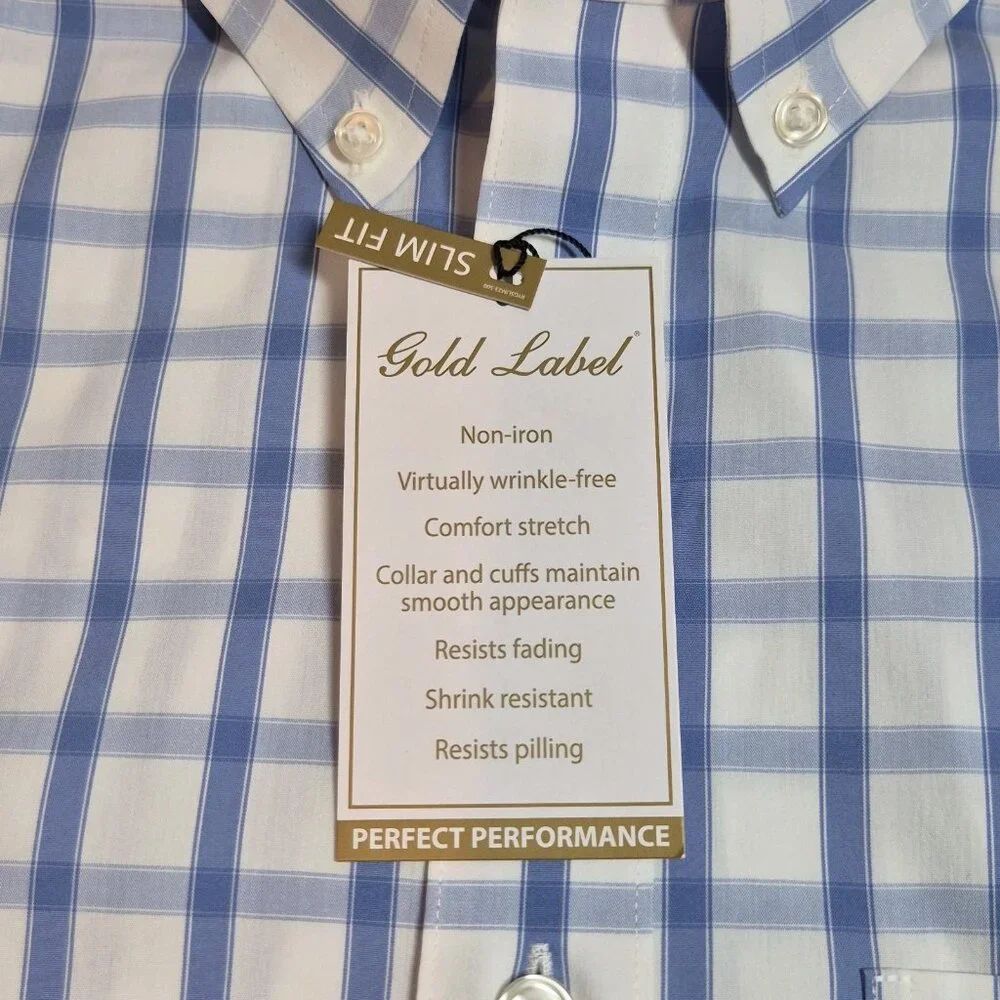 Roundtree & Yorke Gold Label Men's Shirt Size S Plaid Short Sleeve Slim Fit 56 - Picture 7 of 10